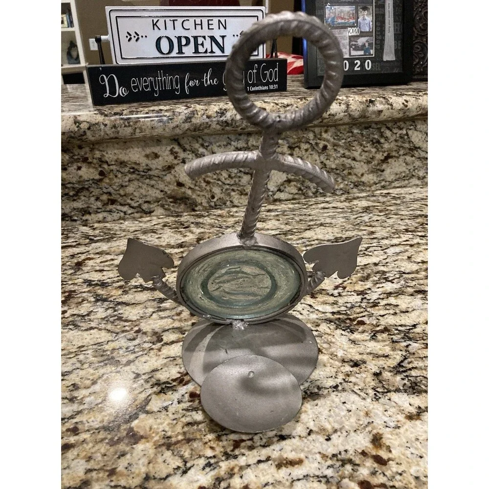 Nautical Candle Holder Beach Coastal Anchor Fish Seaside Rope Metal Cabincore